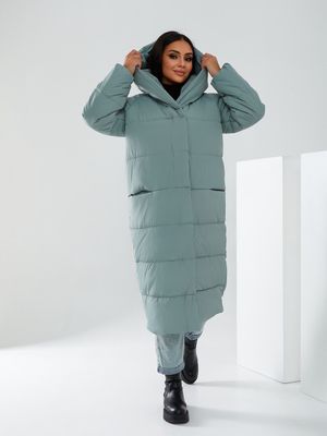 Пальто зимове жіноче з капюшоном. Колір шавлія