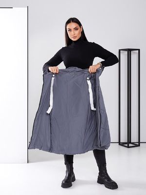 Зимова жіноча куртка середньої довжини. Колір темно-сірий