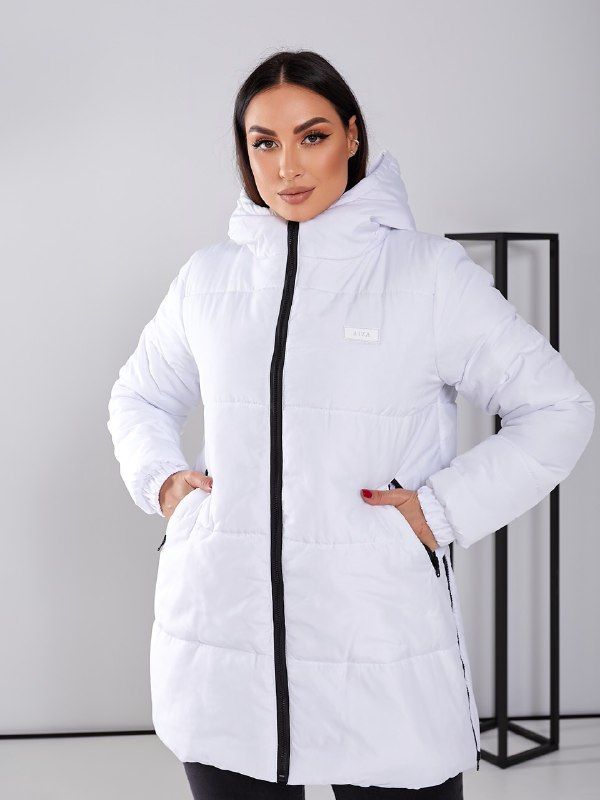 Тепла куртка жіноча зимова. Колір білий