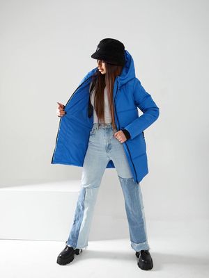 Тепла куртка жіноча зимова. Колір електрик