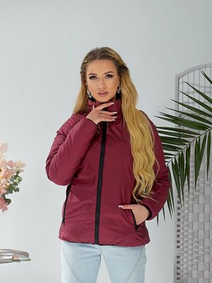 Жіноча демісезонна двостороння куртка. Колір чорний/вишня