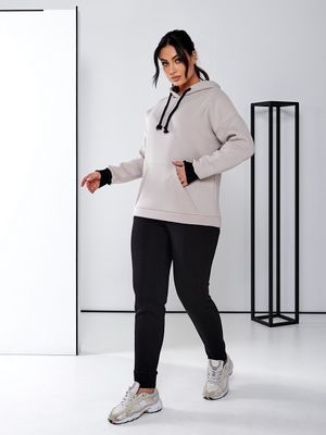 Теплий спортивний костюм жіночий світле худі чорні штани