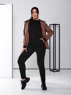 Коричневий жіночий теплий спортивний костюм