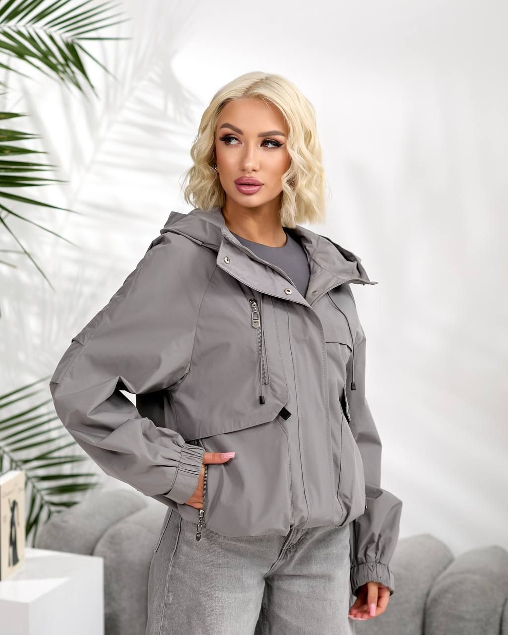 Вітровка з капюшоном, арт. А5822, сірий