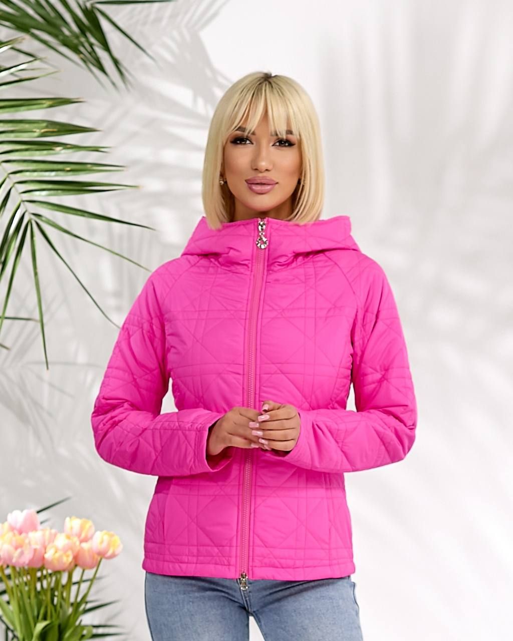 Демісезонна стьобана куртка, арт. А203, рожевий