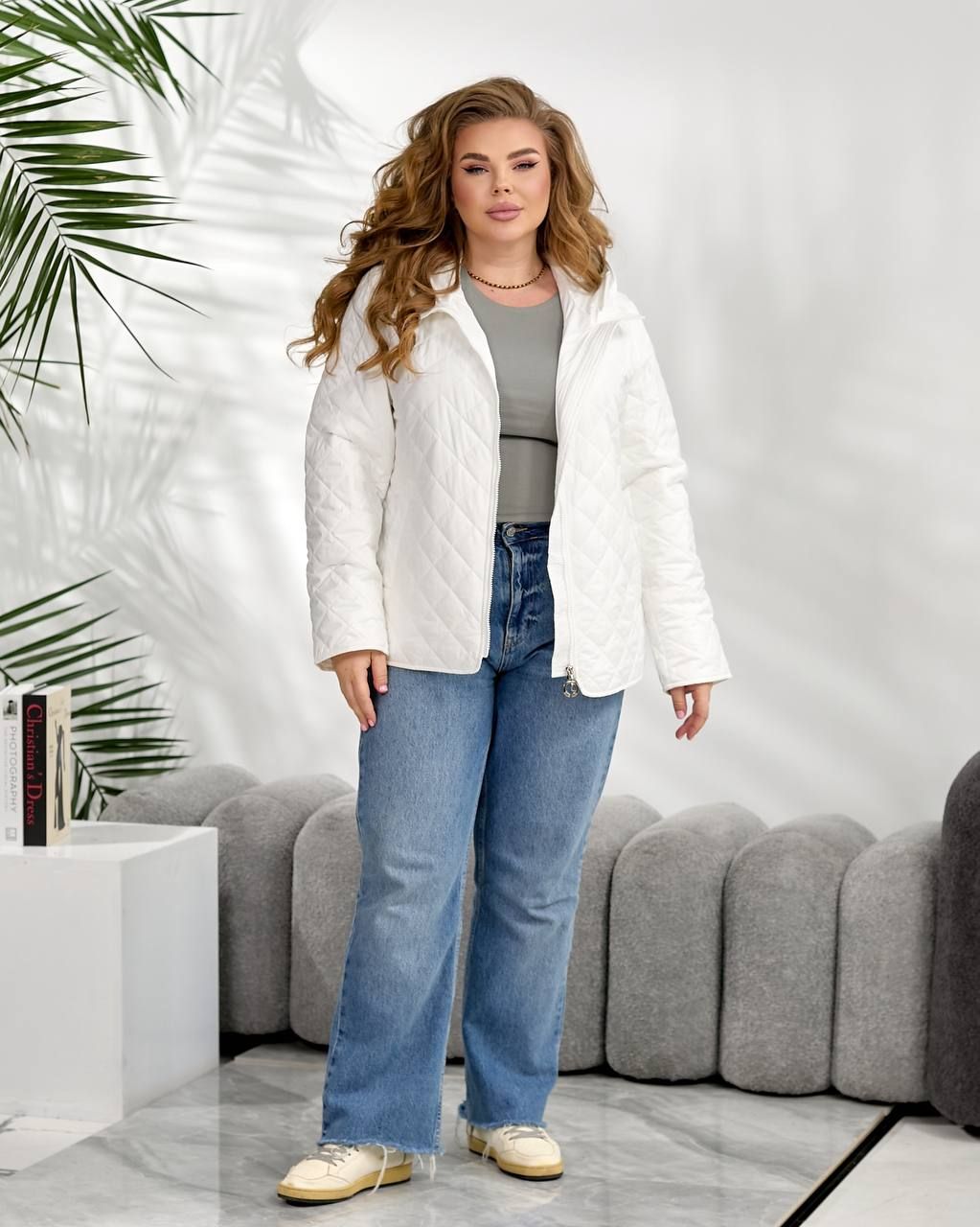 Стьобана куртка вітровка, арт А302, білий