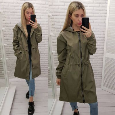 Жіночий стильний демисезонний плащ-вітровка арт А-102 / колір хакі
