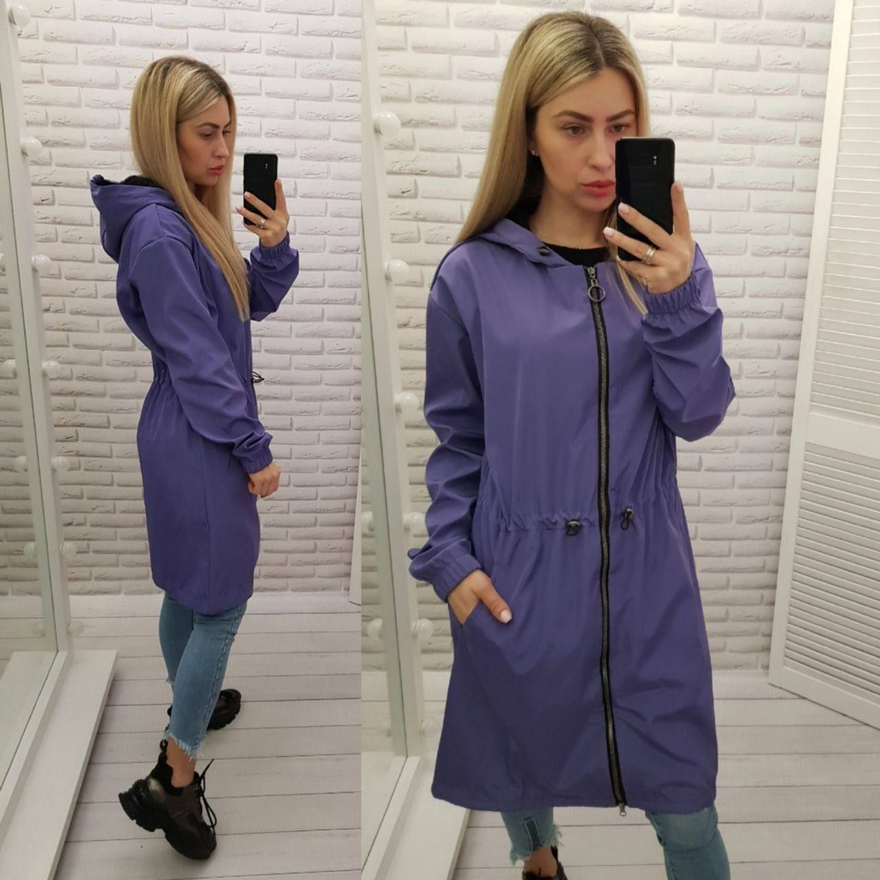 Жіночий стильний демисезонний плащ-вітровка арт А-102 / колір бузковий