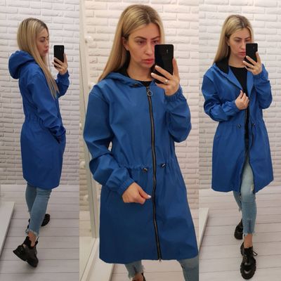 Жіночий стильний демисезонний плащ-вітровка арт А-102 / колір електрик