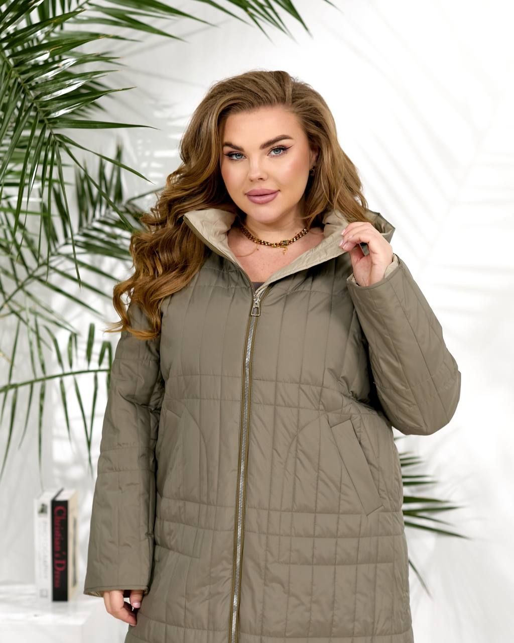 Стьобана куртка з капюшоном, арт. А5122, оливка