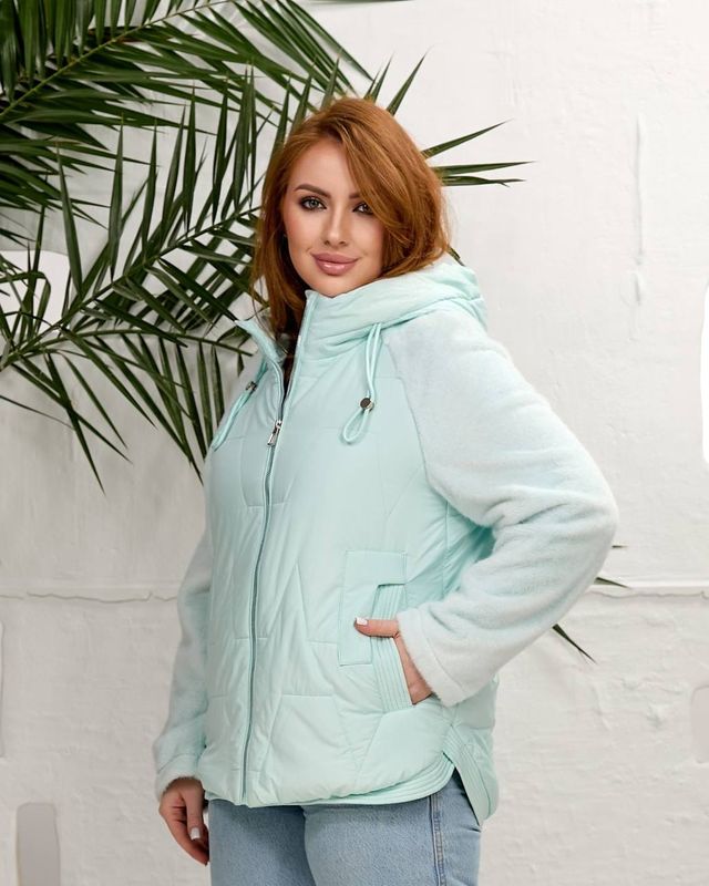 Куртка демі з рукавом з хутра, арт.А7037, ментол