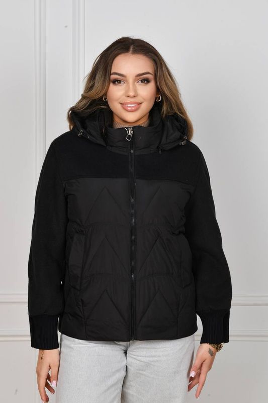 Куртка з вставками з кашеміру, арт А5107, чорний