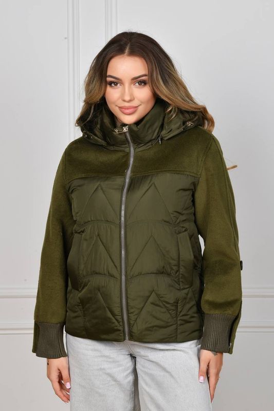 Куртка з вставками з кашеміру, арт А5107, хакі