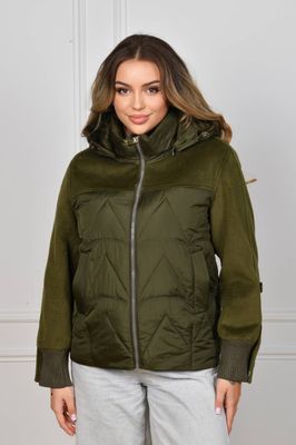 Куртка з вставками з кашеміру, арт А5107, хакі