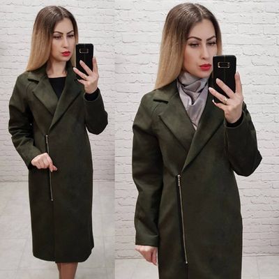 Замшеве пальто, арт. М100, колір хакі