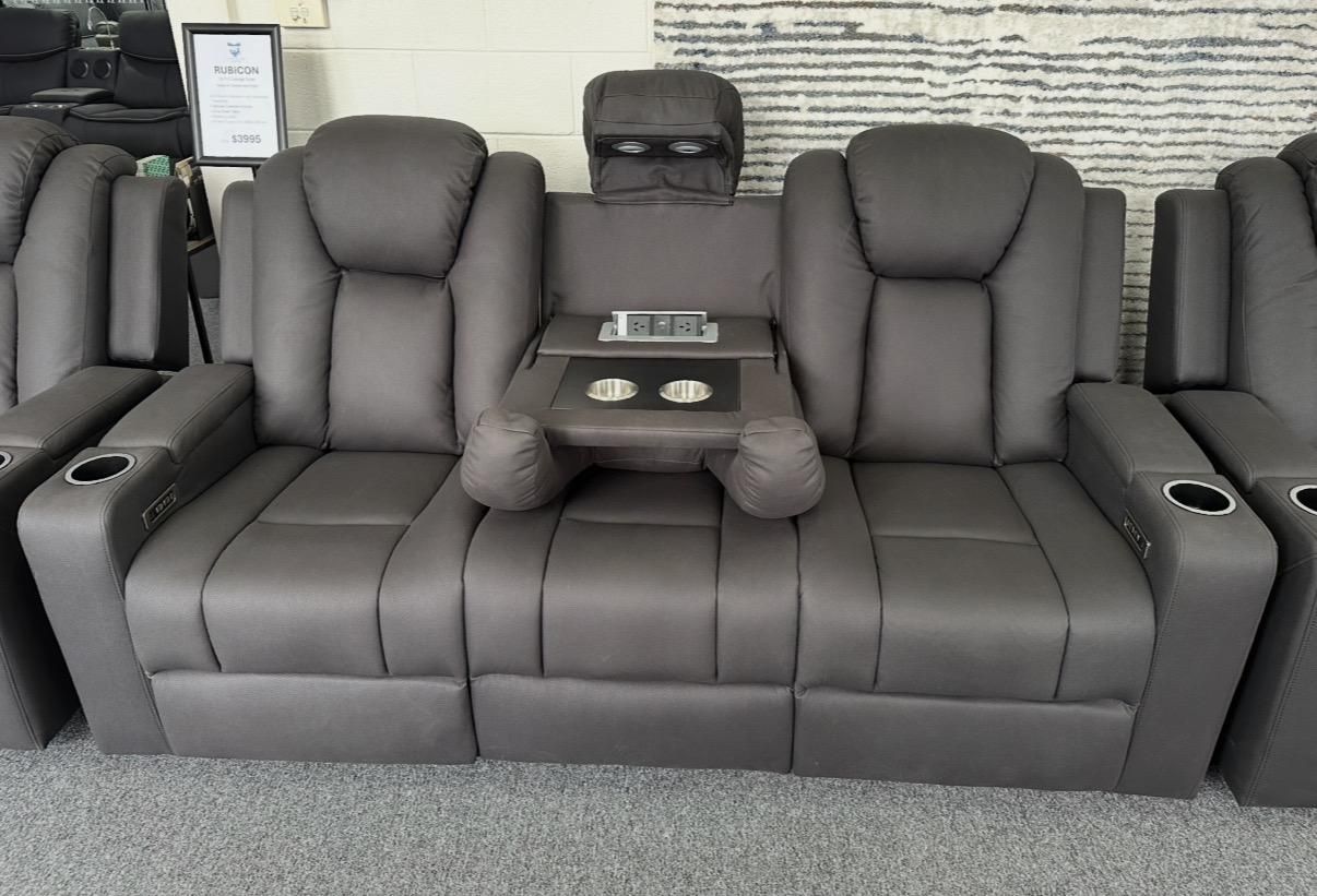 Rubicon 3-Seater Sofa Featuring Electric Reclining Seats and Adjustable Headrests