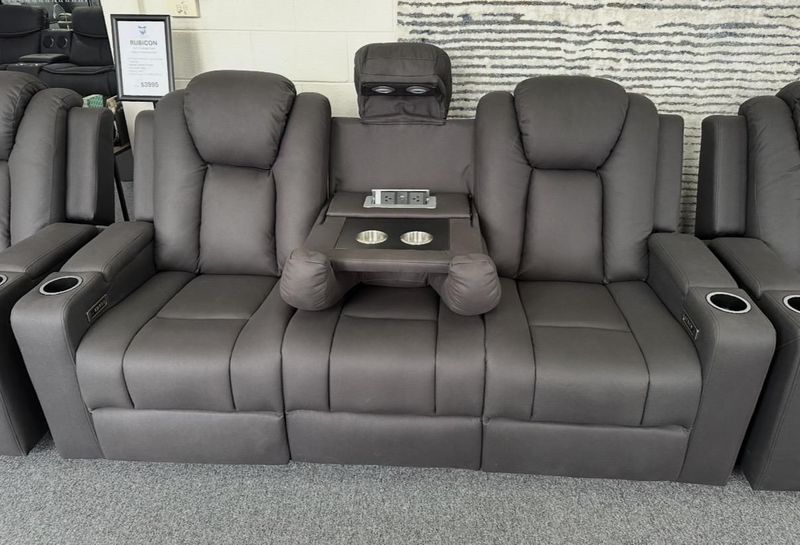 Rubicon 3-Seater Sofa Featuring Electric Reclining Seats and Adjustable Headrests