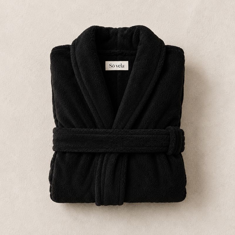 ​Sō vela™ Fleece Gown — Black
