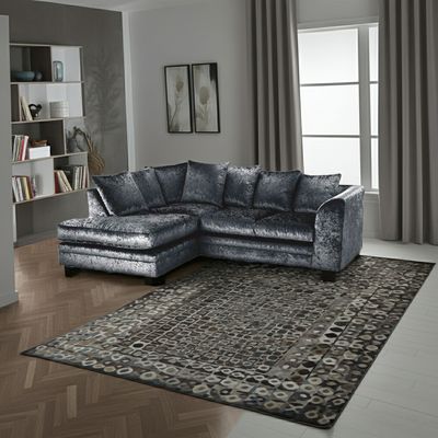 Crystal Crushed Velvet 4 Seater Corner Sofa- Left Hand Corner