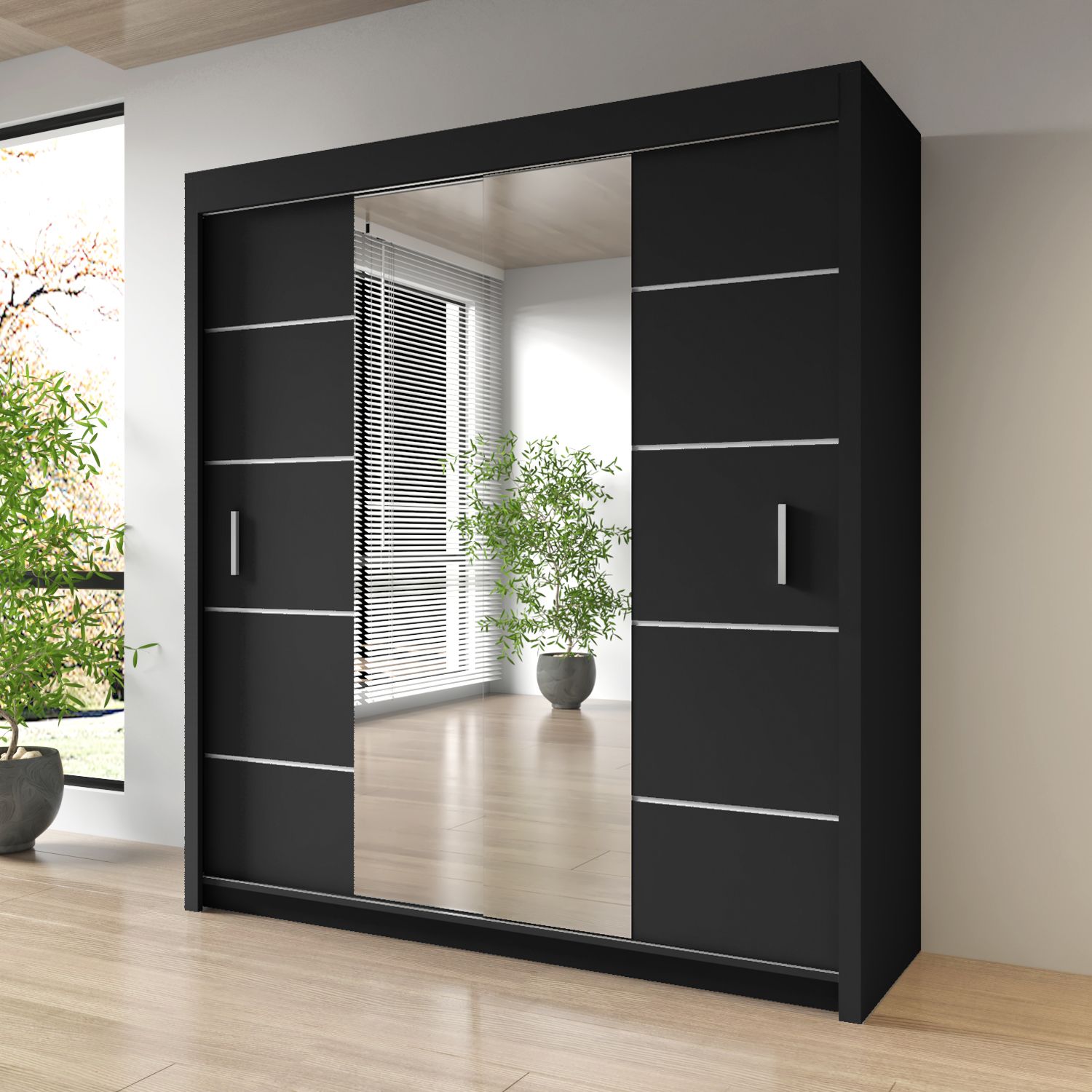 Sliding Mirrored Door Wardrobe - Oslo
