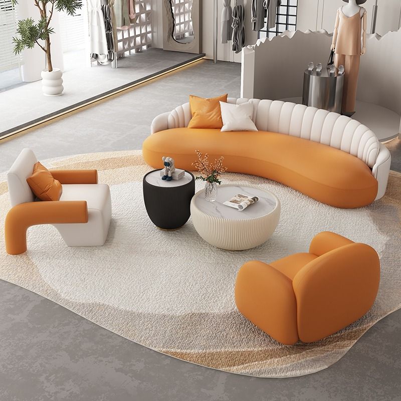 Modern Luxury Curved Leather Sofa for Office Reception Area Hotel Lobby Front Desk-for Reception Room and Rest Area