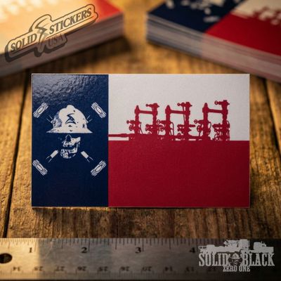 Texas Flag Skull &amp; Hammers Zipper Frac Vinyl Sticker