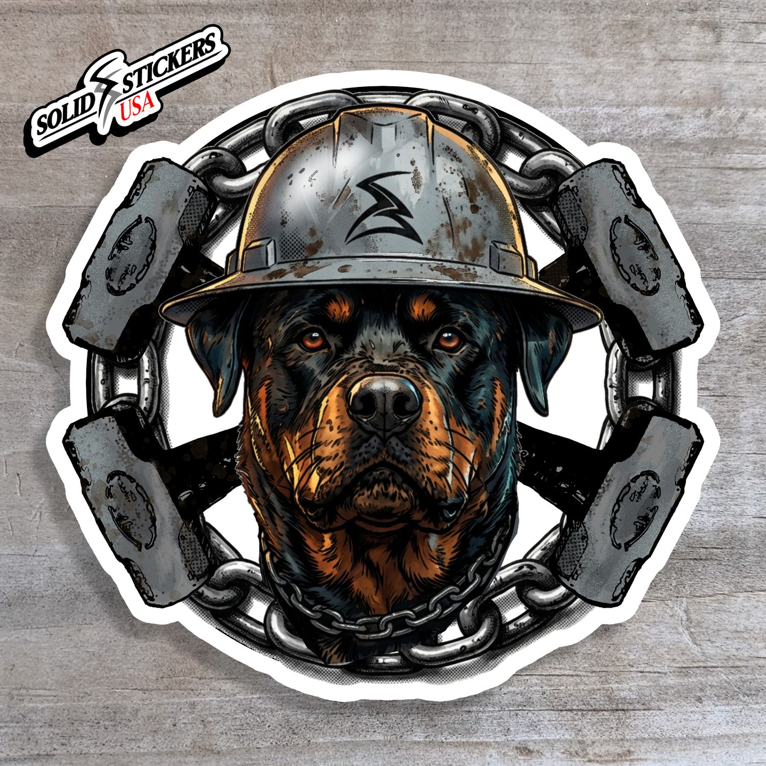 Rottweiler &amp; Hammers Vinyl Sticker