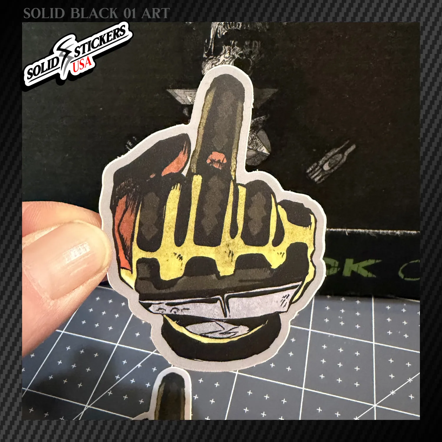 Impact Glove Middle Finger Vinyl Sticker