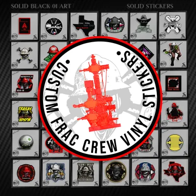 Custom Designed Frac Crew Vinyl Stickers bu Solid Black 01 Art