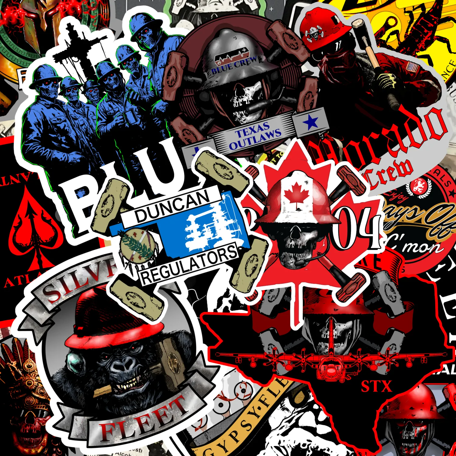 Custom Designed Frac Crew Vinyl Stickers by Solid Black 01 Art