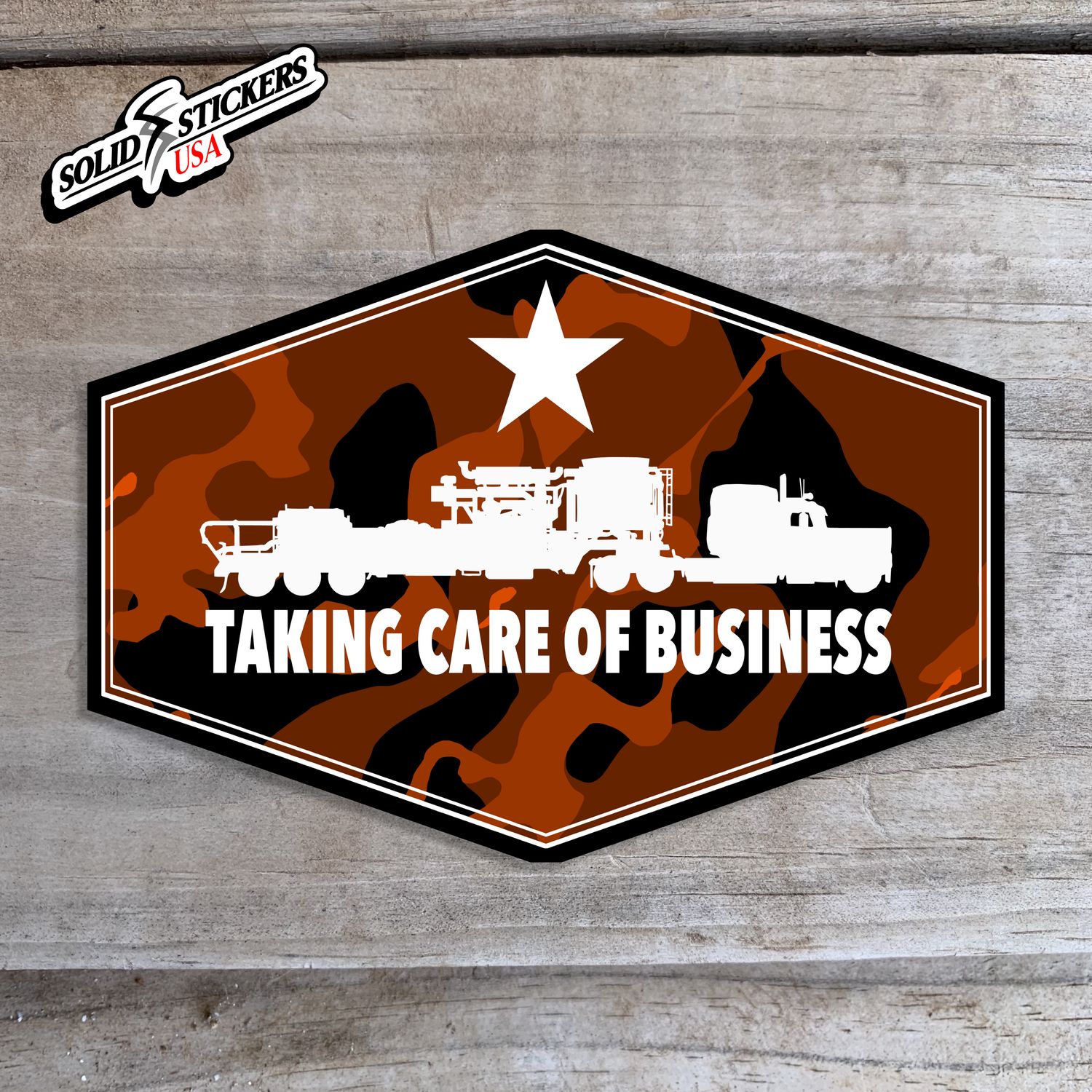 Taking Care of Business Camo Frac Pump Vinyl Sticker