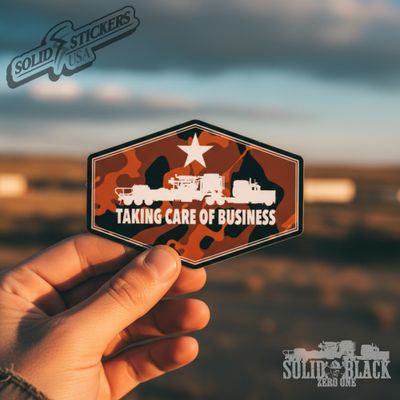 Taking Care of Business Camo Frac Pump Vinyl Sticker