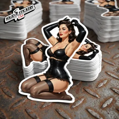 Black Latex Pinup Vinyl Sticker