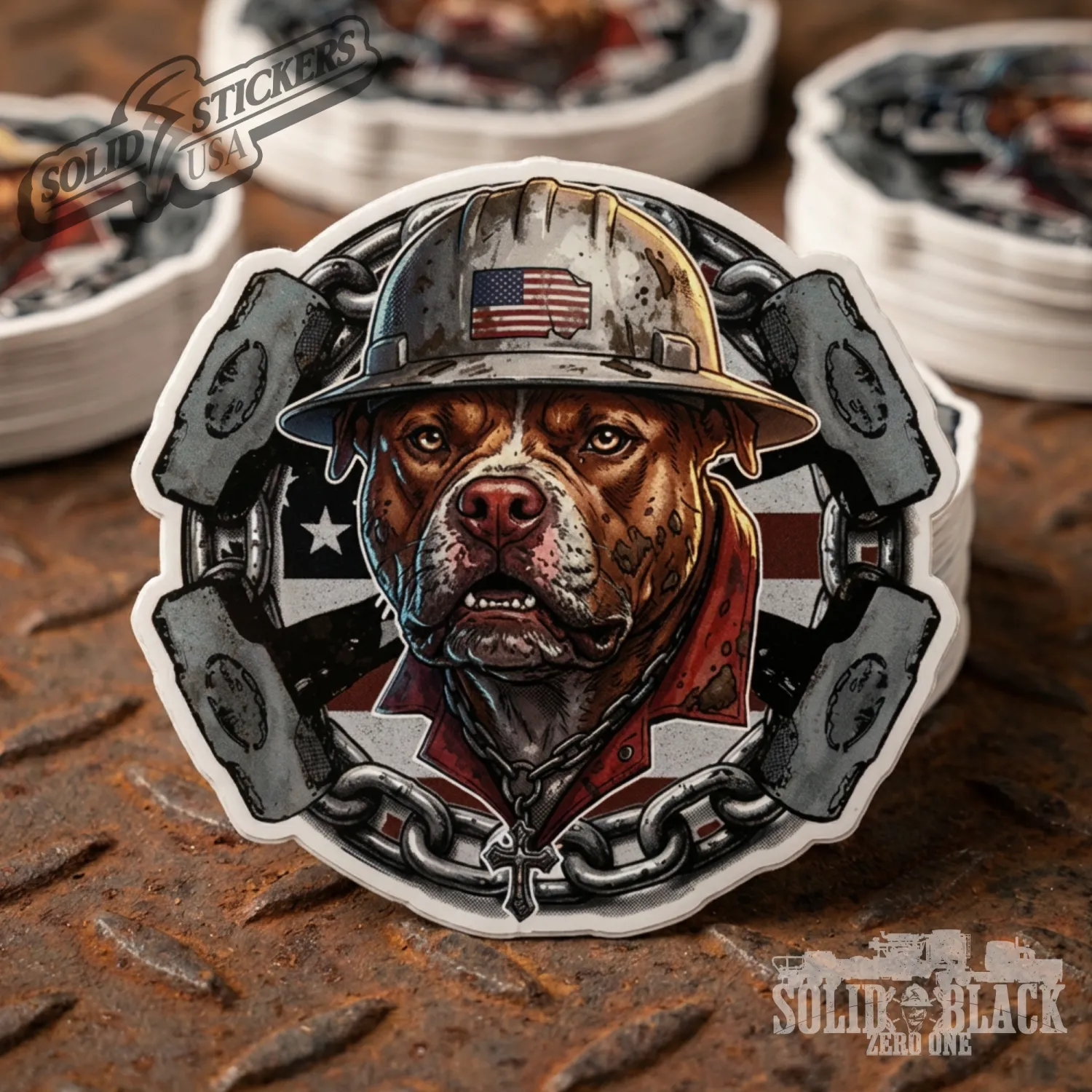 Oilfield Red Nose Pit Bull Vinyl Sticker