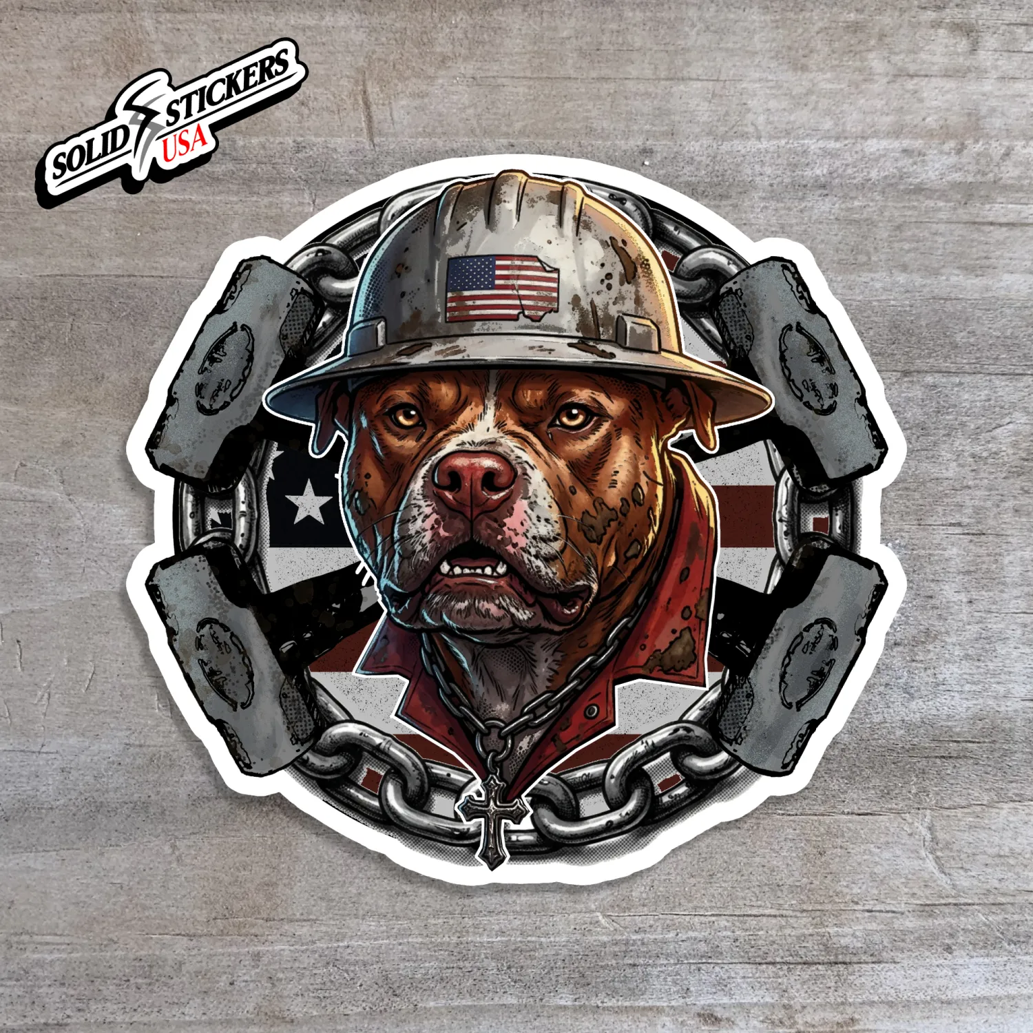 Oilfield Red Nose Pit Bull Vinyl Sticker