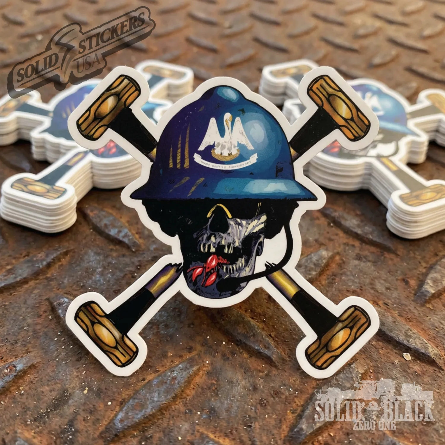 Skull &amp; Hammers Louisiana Flag Vinyl Sticker