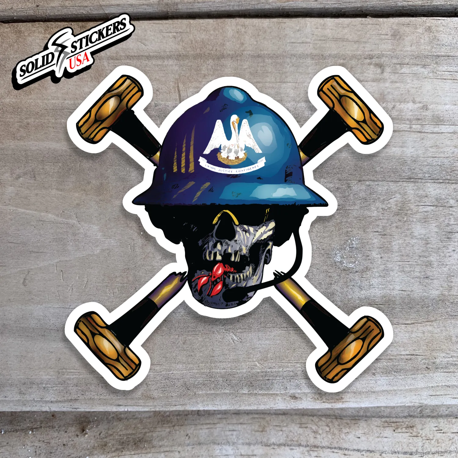 Skull &amp; Hammers Louisiana Flag Vinyl Sticker
