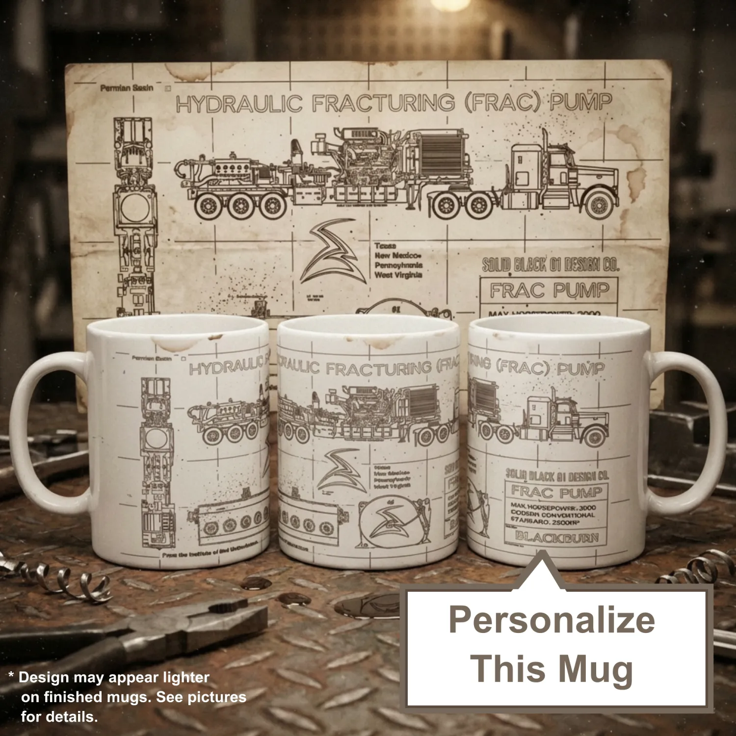 Frac Pump 15oz Blueprint Mug