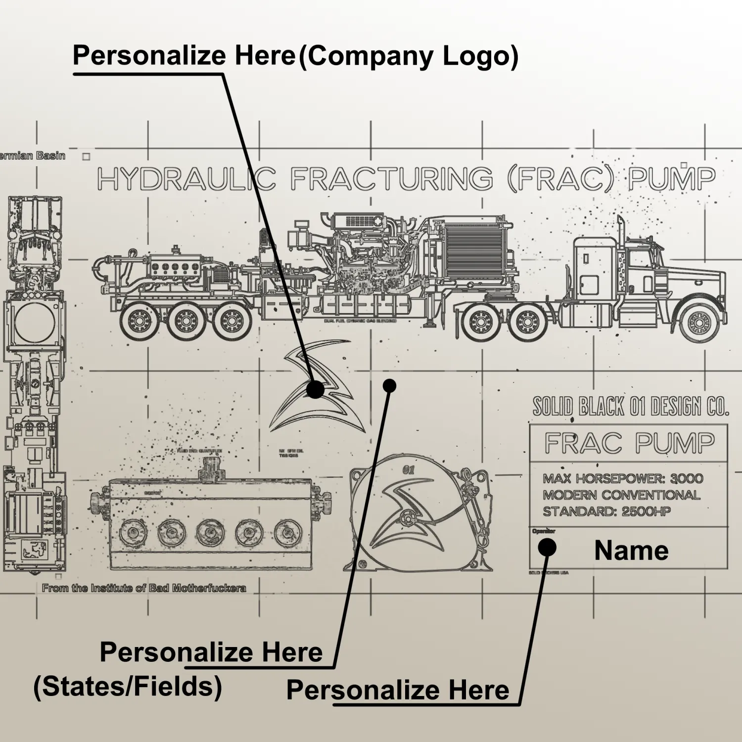 Frac Pump 15oz Blueprint Mug