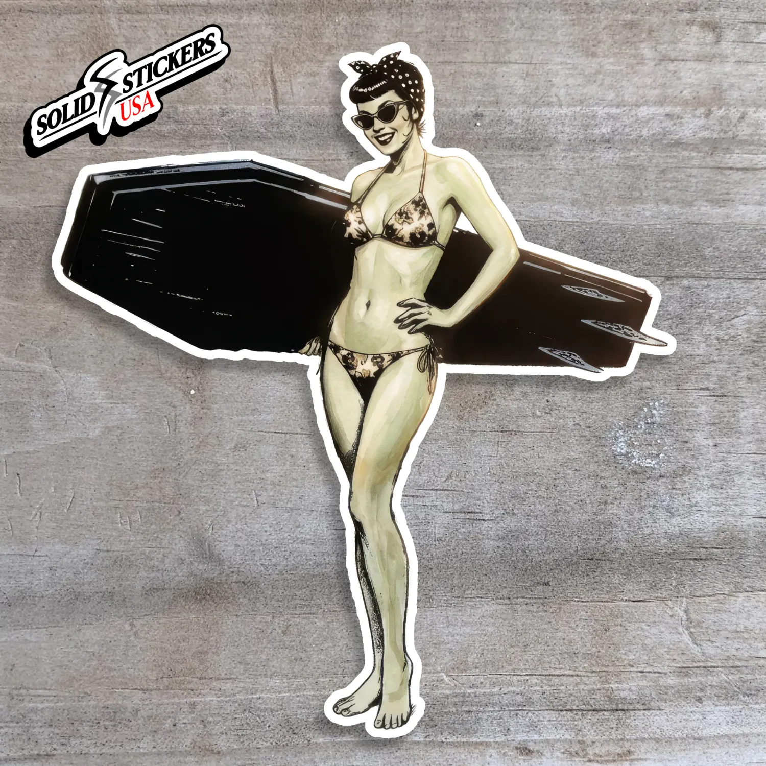Coffin Rider Surfer Pinup Vinyl Sticker No. 1