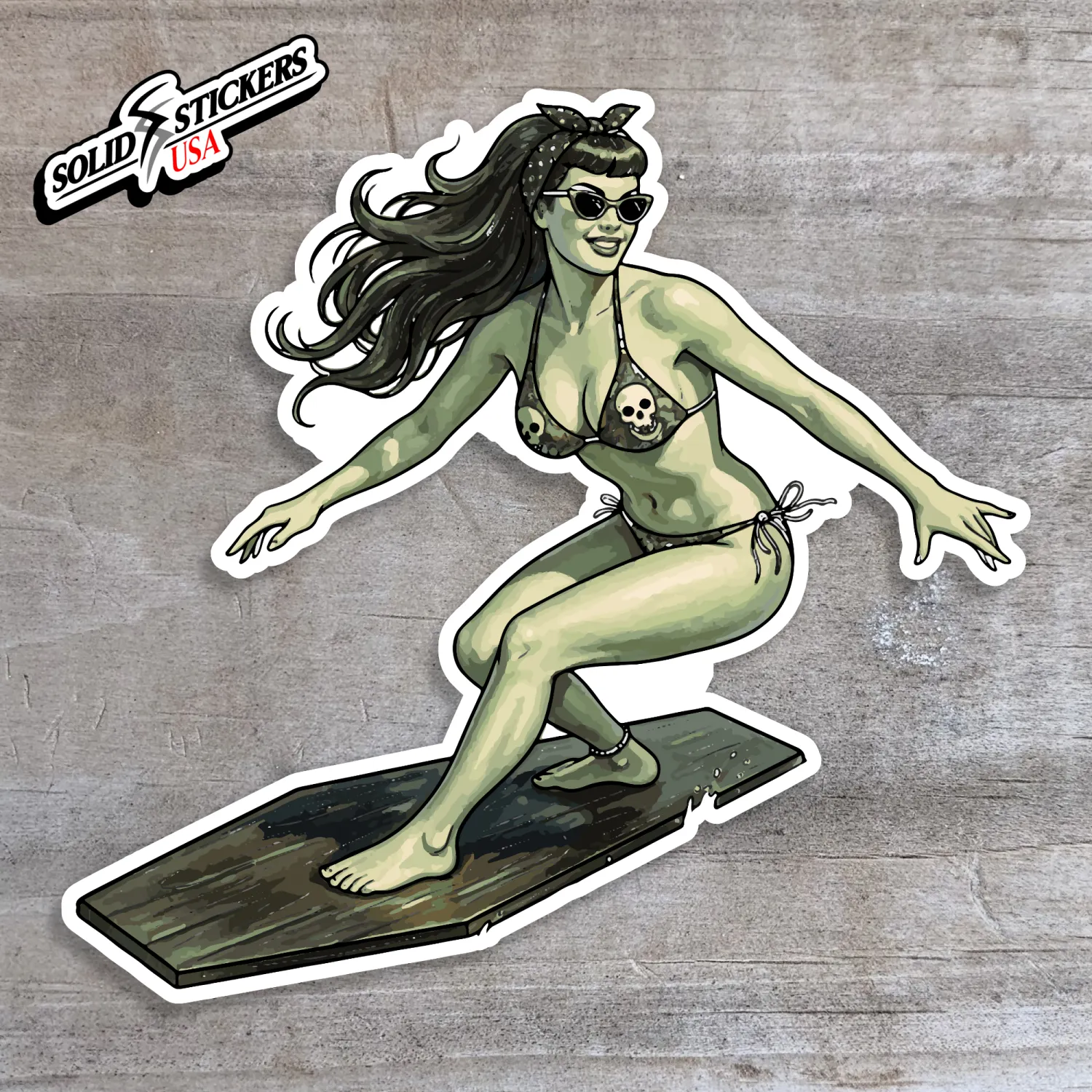 Coffin Rider Surfer Pinup Vinyl Sticker No. 2
