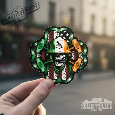 Skull &amp; Hammers Irish American Flag Vinyl Sticker