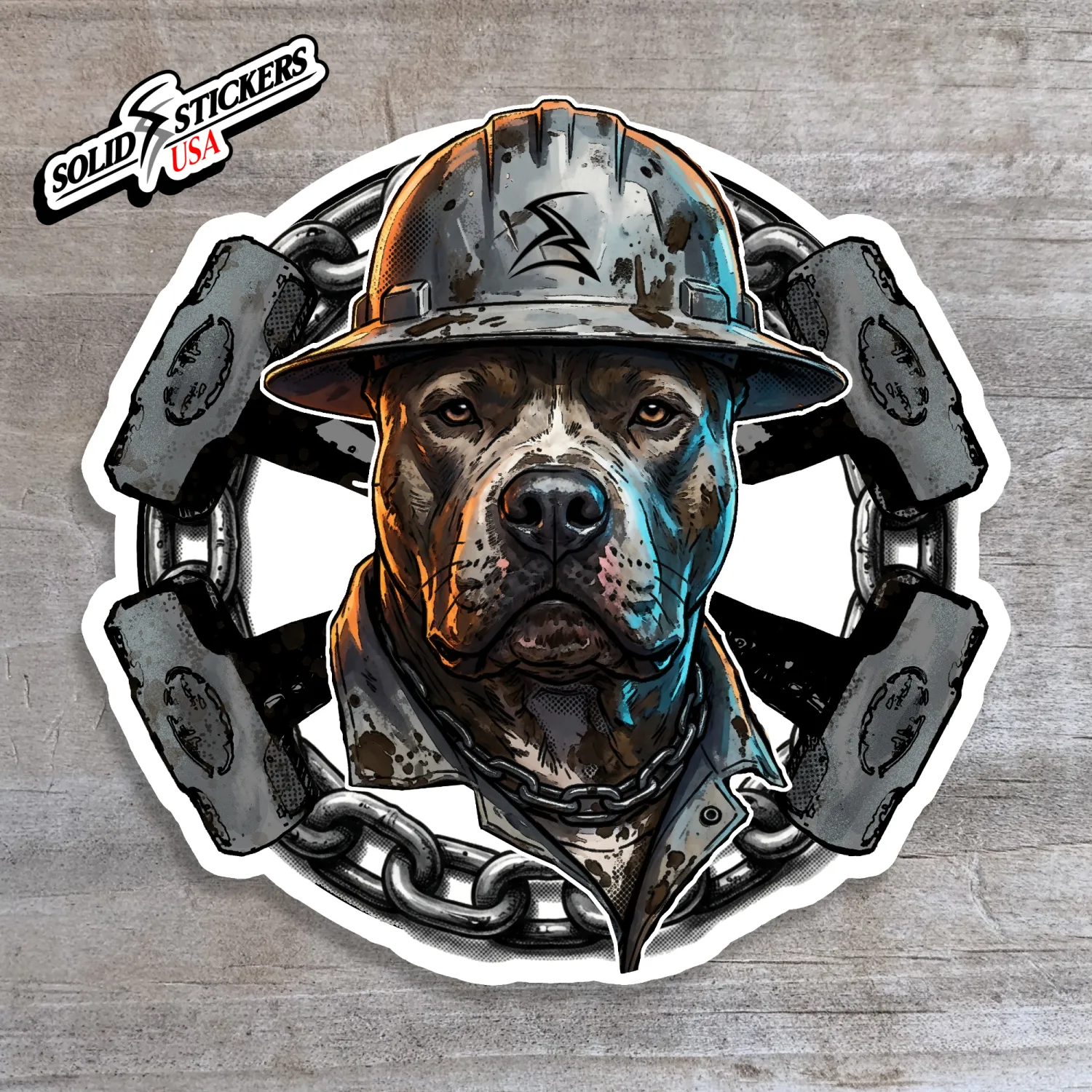 Pit Bull &amp; Hammers Vinyl Sticker