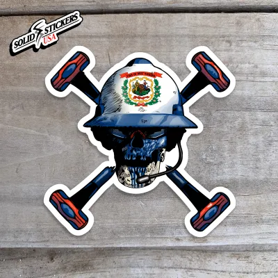 Skull &amp; Hammers West Virginia Flag Vinyl Sticker