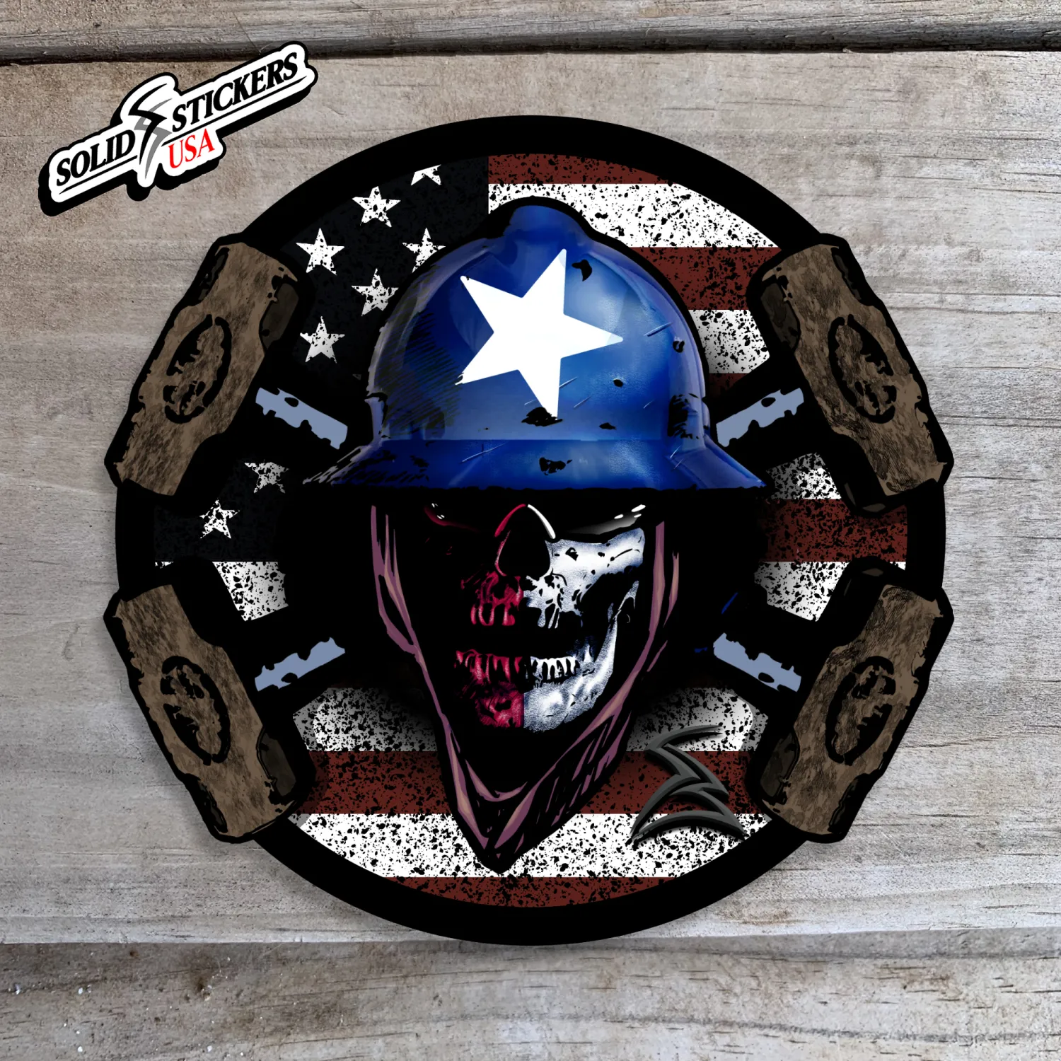 Skull &amp; Hammers Texas-American Flag Vinyl Sticker