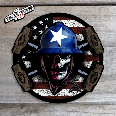 Skull &amp; Hammers Texas-American Flag Vinyl Sticker