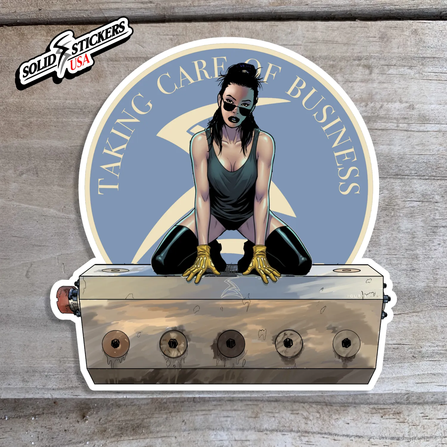 Fluid End Taking Care of Business Pinup Vinyl Sticker