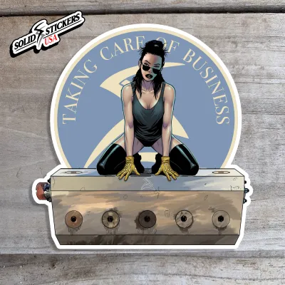 Fluid End Taking Care of Business Pinup Vinyl Sticker