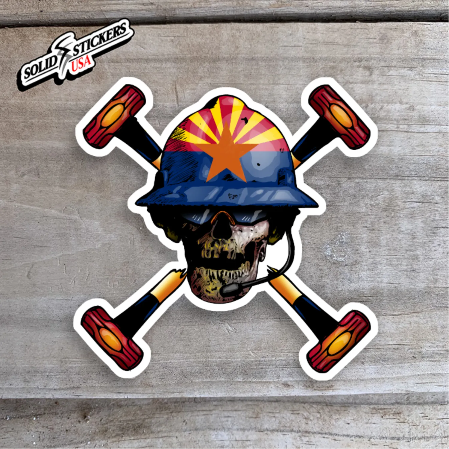 Skull &amp; Hammers Arizona Flag Vinyl Sticker