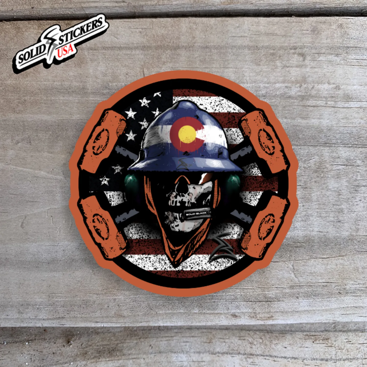 Skull &amp; Hammers Colorado-American Flag Vinyl Sticker